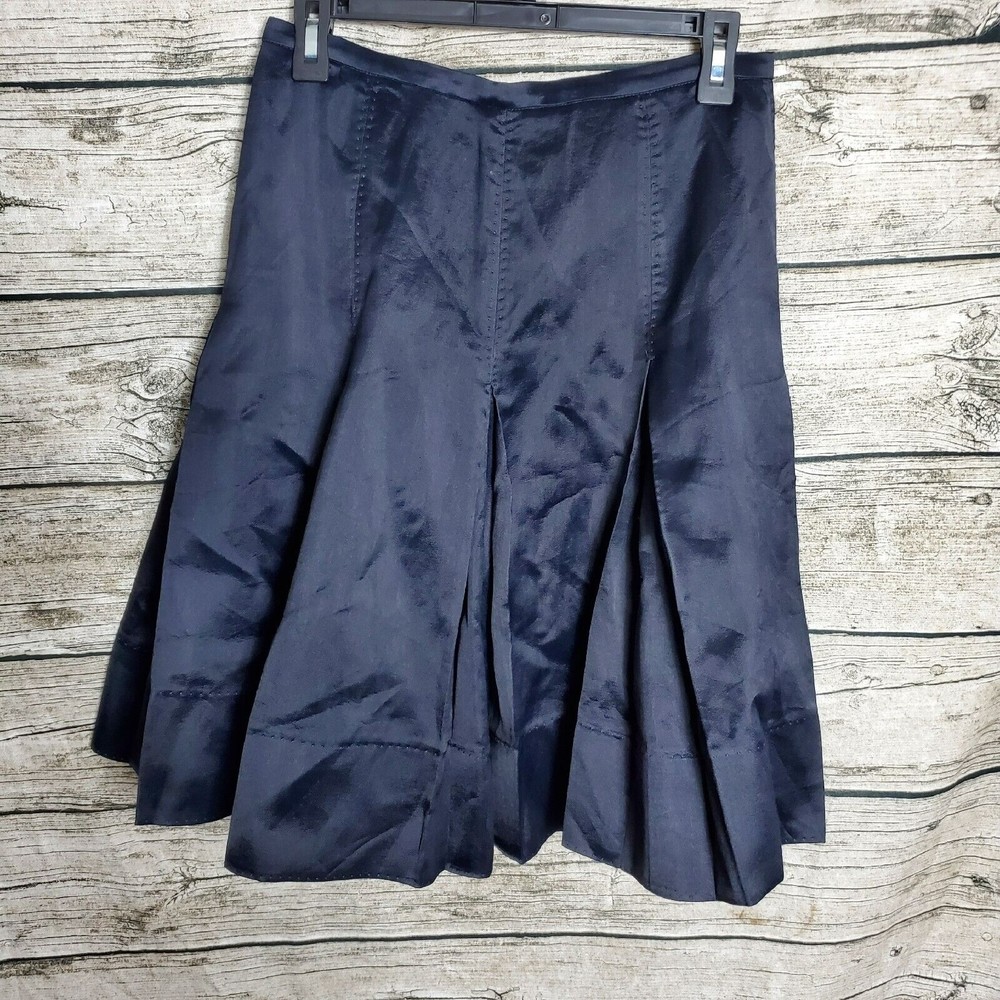 Max Studio Navy Pleated Skater Skirt